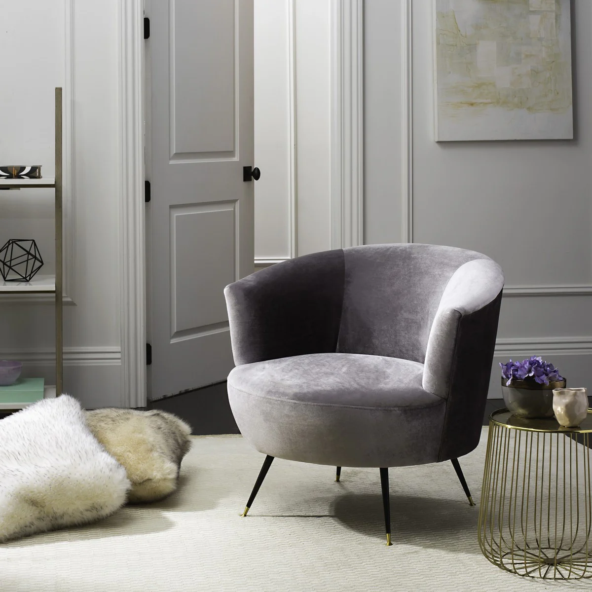 Arlette Velvet Retro Mid Century Accent Chair - Image 4