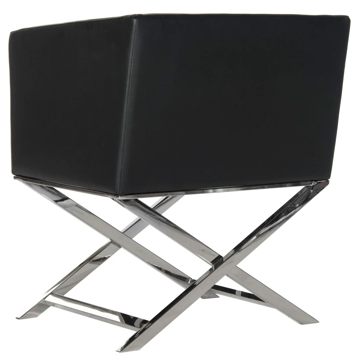 Celine Bonded Leather Chrome Cross Leg Chair - Image 4